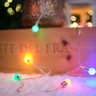 Гирлянда светодиодная Мини-лампочки 1.5 м, 10 LED, прозрачный ПВХ, цвет свечения мультиколор, 2 х АА