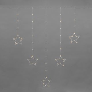 Занавес из росы с фигурами Звезд 1,5х1,15м 156 LED ТЕПЛЫЙ БЕЛЫЙ IP20 USB + пульт управления