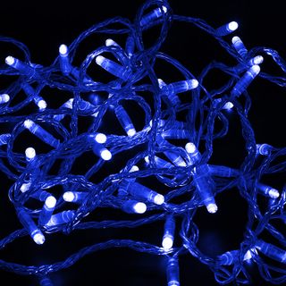 НИТЬ ПВХ 10м (2 модуля x 5м), прозрачный ПВХ, 100 LED Синий, 24В (нужен трансформатор 531-100/531-20