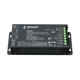 INTELLIGENT ARLIGHT Диммер SMART-PWM-104-73-SH-SUF Black (12-48V, 4x6A, RJ-45, TUYA Wi-Fi, 2.4G) (IA